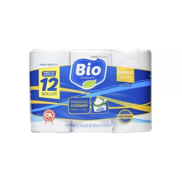 Bio Papel Higienico Doble Hoja X 12 Unid